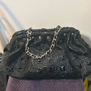 Glossy Black Chain Shoulder Bag